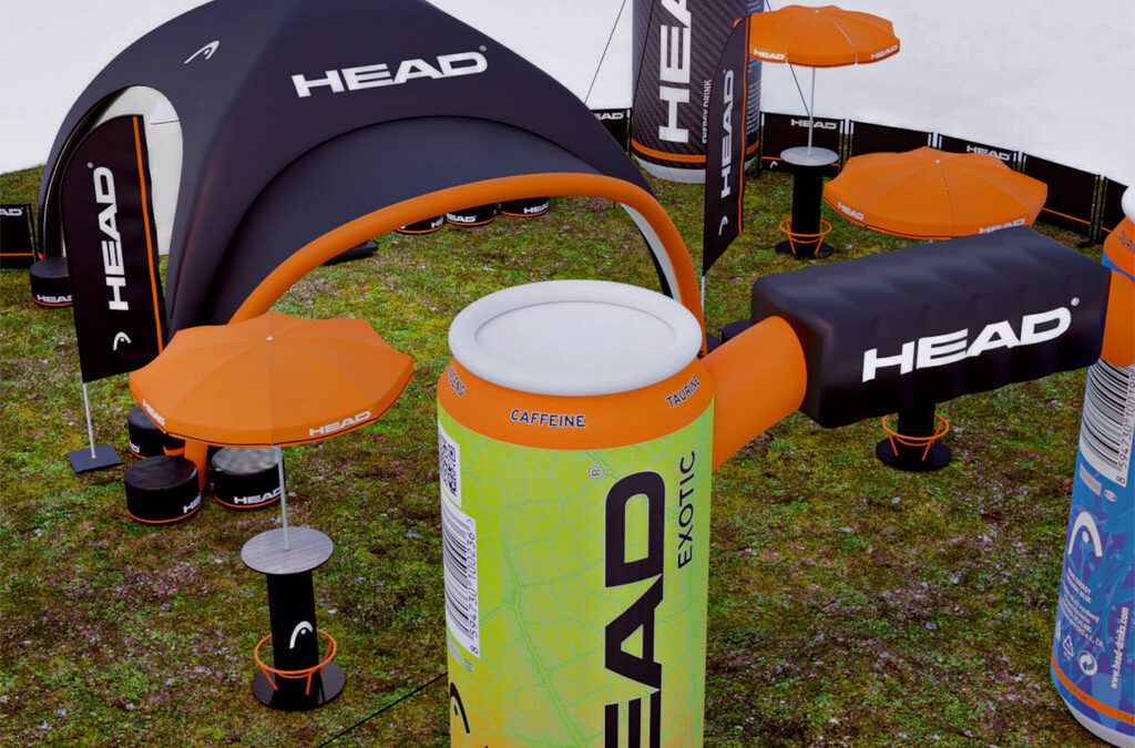 Set of outdoor inflatable presentation items